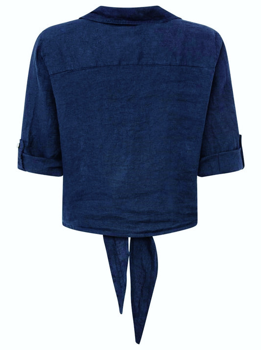 💕 Zwillingsherz 100% Leinenbluse "Uni Summer" Navy