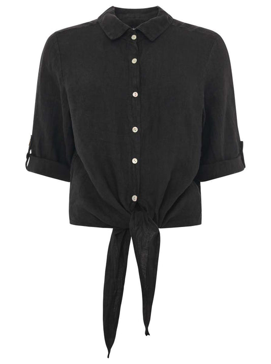 💕 Zwillingsherz 100% Leinenbluse "Uni Summer" Schwarz