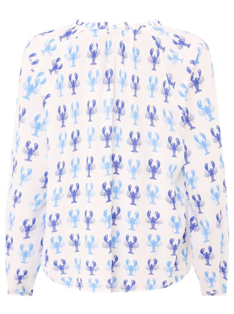 💕 Zwillingsherz Bluse "Lobster Zweifarbig" 100 % Viskose Blau
