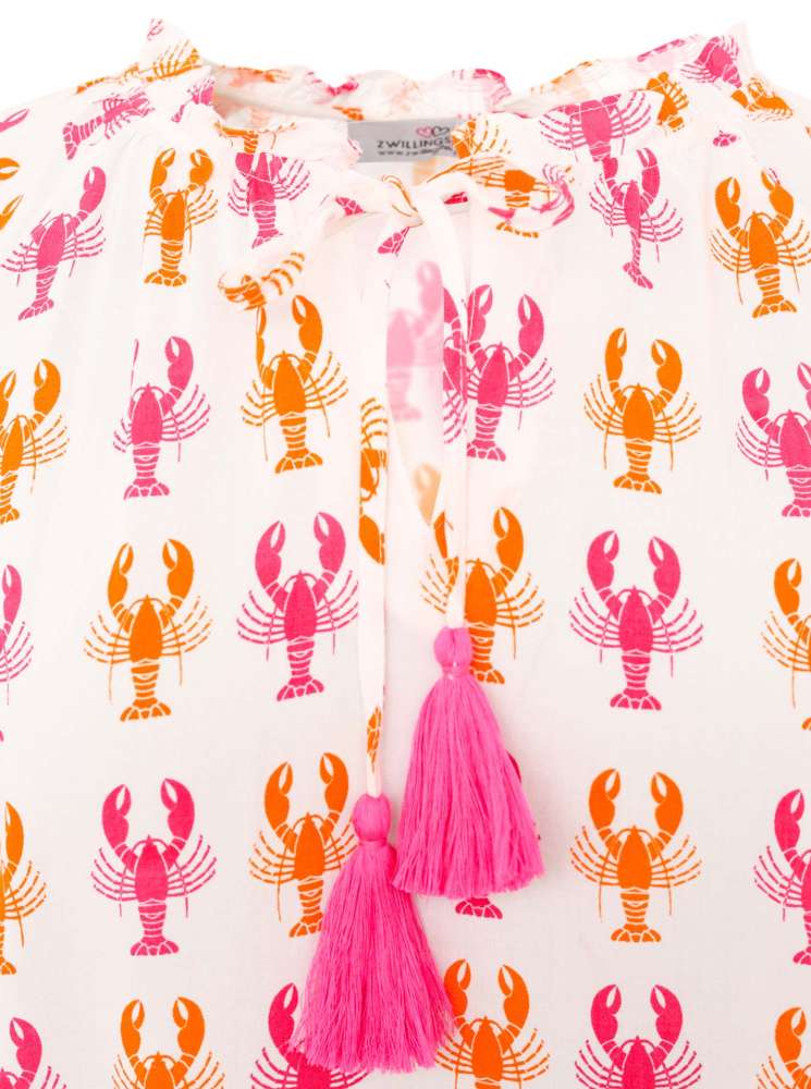 đź’• Zwillingsherz Bluse "Lobster Zweifarbig" 100 % Viskose Orange