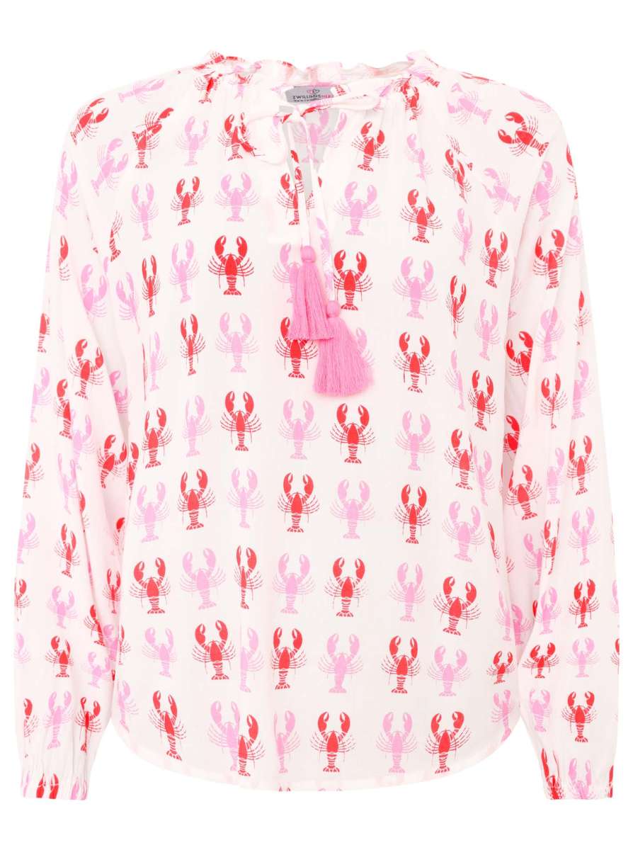 đź’• Zwillingsherz Bluse "Lobster Zweifarbig" 100 % Viskose Rosa
