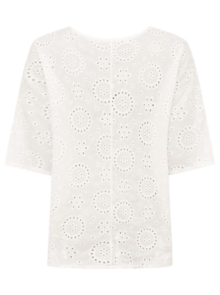 💕 Zwillingsherz Shirt "Ibiza" Lochstickerei Oversize Weiß