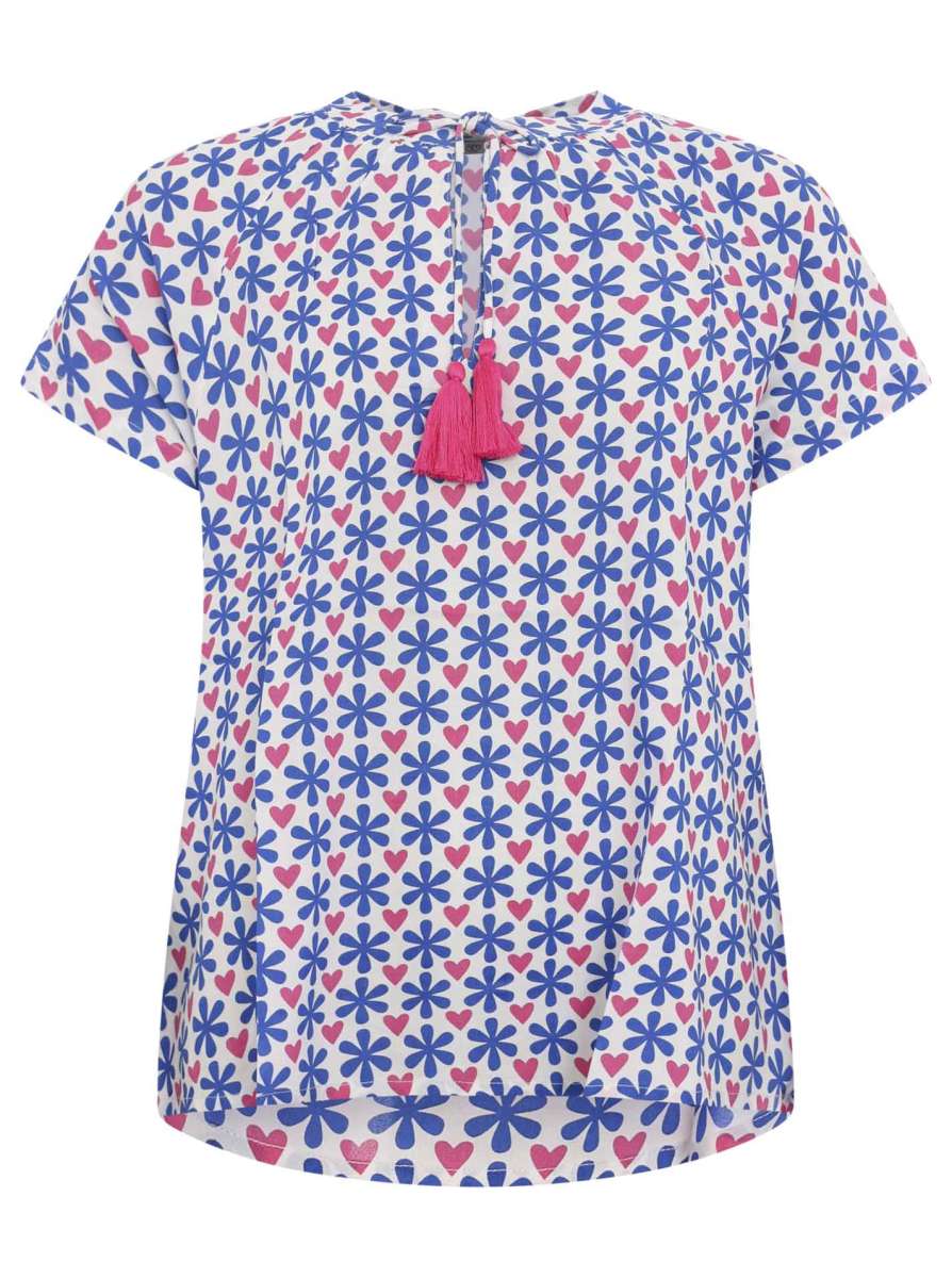 đź’• Zwillingsherz Bluse "Milla" Kurzarm Viskose Blau