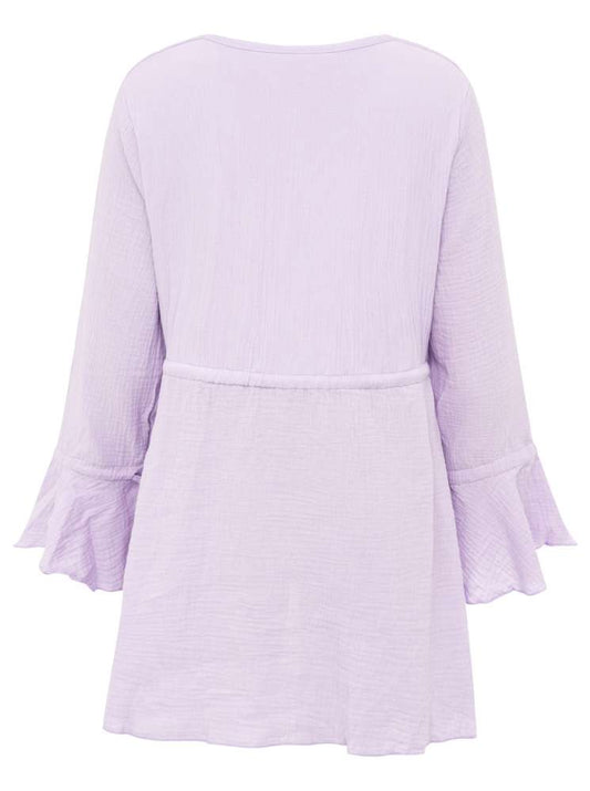💕 Zwillingsherz Bluse Musselin "BoHo" Tunika Flieder