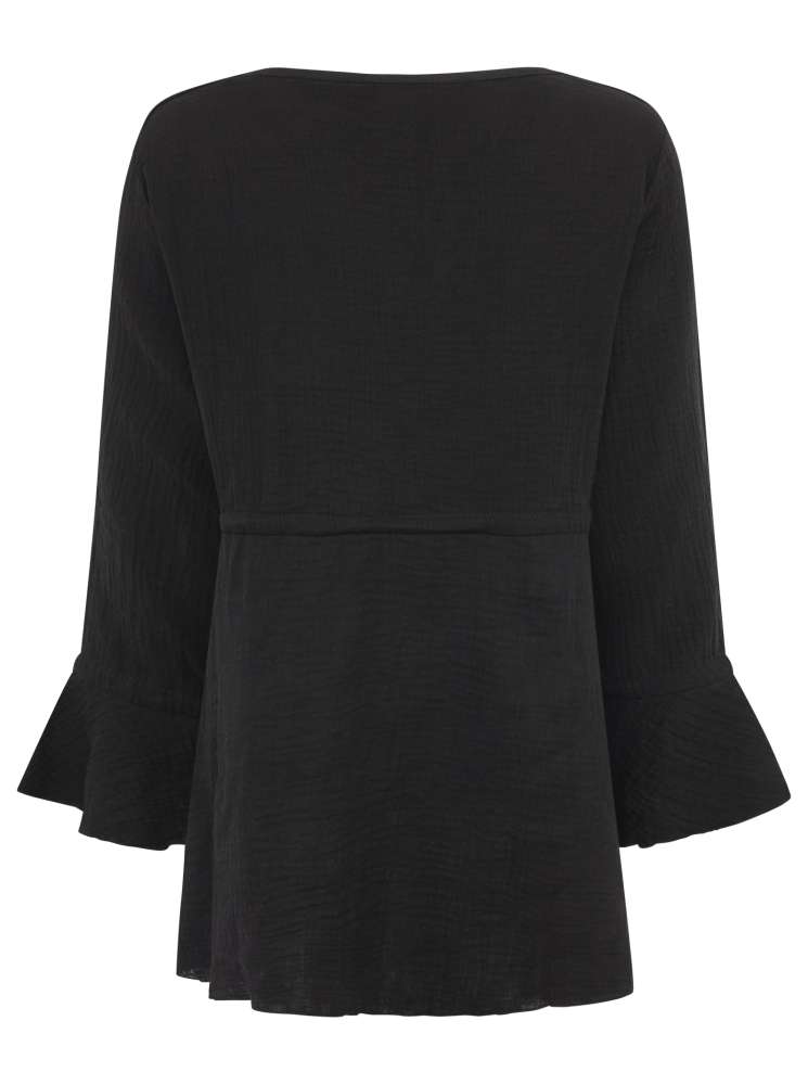 đź’• Zwillingsherz Bluse Musselin "BoHo" Tunika Schwarz