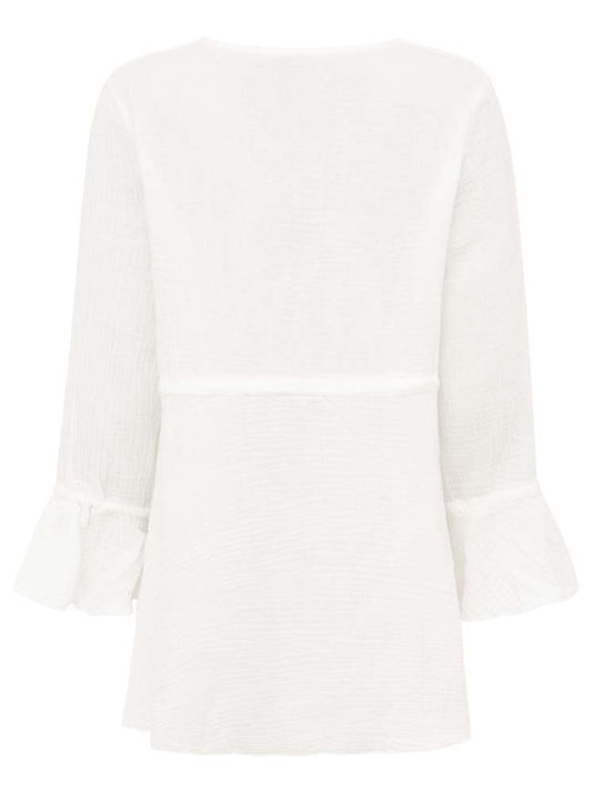 💕 Zwillingsherz Bluse Musselin "BoHo" Tunika Weiß