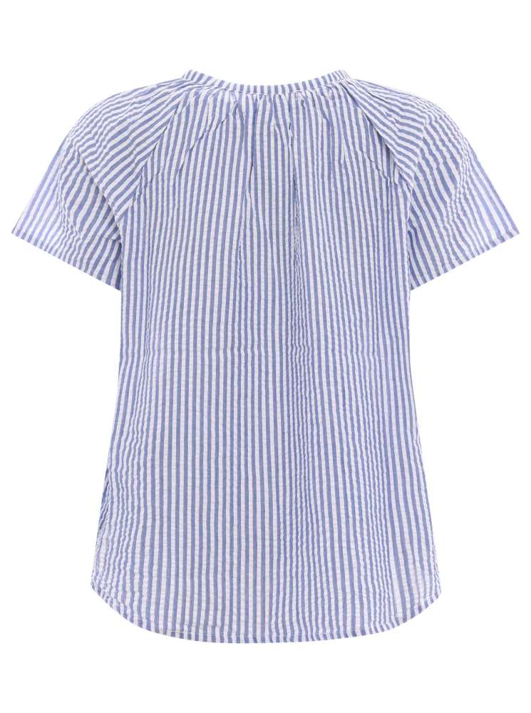 đź’• Zwillingsherz Bluse "Neon Streifen" Kurzarm Baumwolle Jeansblau