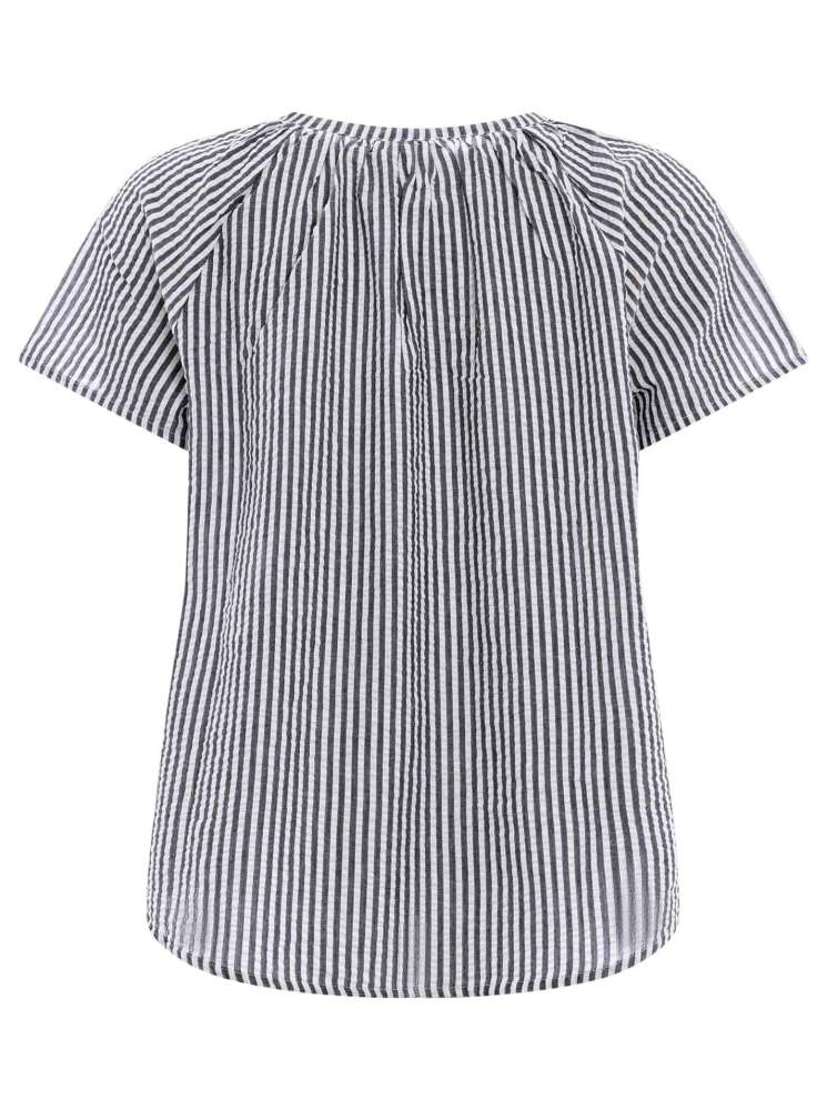 đź’• Zwillingsherz Bluse "Neon Streifen" Kurzarm Baumwolle Navy