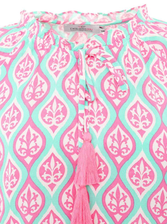 💕 Zwillingsherz Bluse "Ovale Ranken" 100 % Viskose Mittelpink