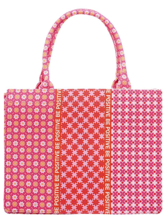 💕 Zwillingsherz Tasche Book Tote "Be positive flowers" Pink
