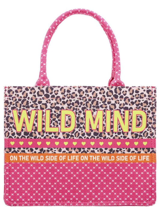 💕 Zwillingsherz Tasche Book Tote "Wild mind big letter" Pink