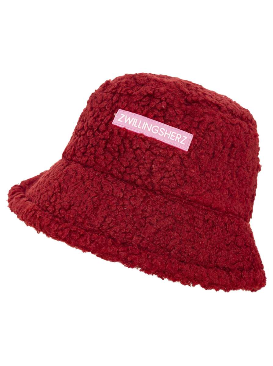 💕 Zwillingsherz Bucket Hat "Teddy & Patch" Hut Rot