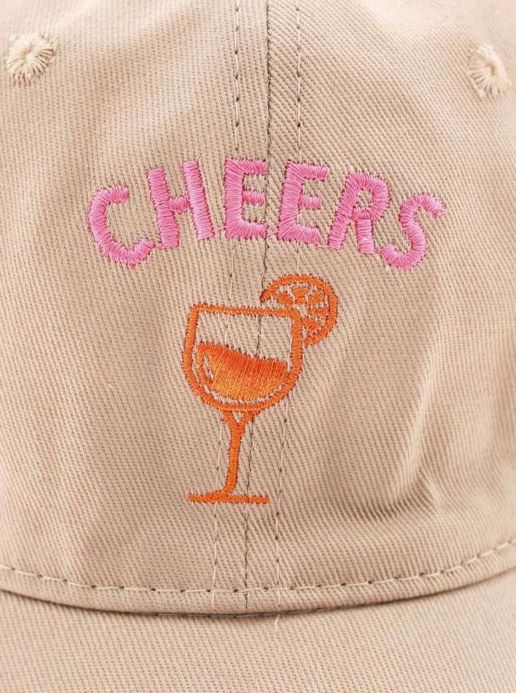 💕 Zwillingsherz Cap "Cheers" Taupe