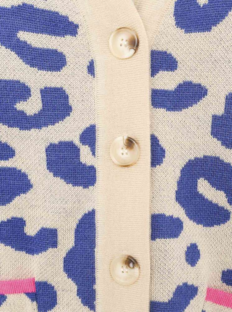 đź’•Zwillingsherz Strickjacke "Happy Leo" Oversized Cardigan Baumwolle Blau