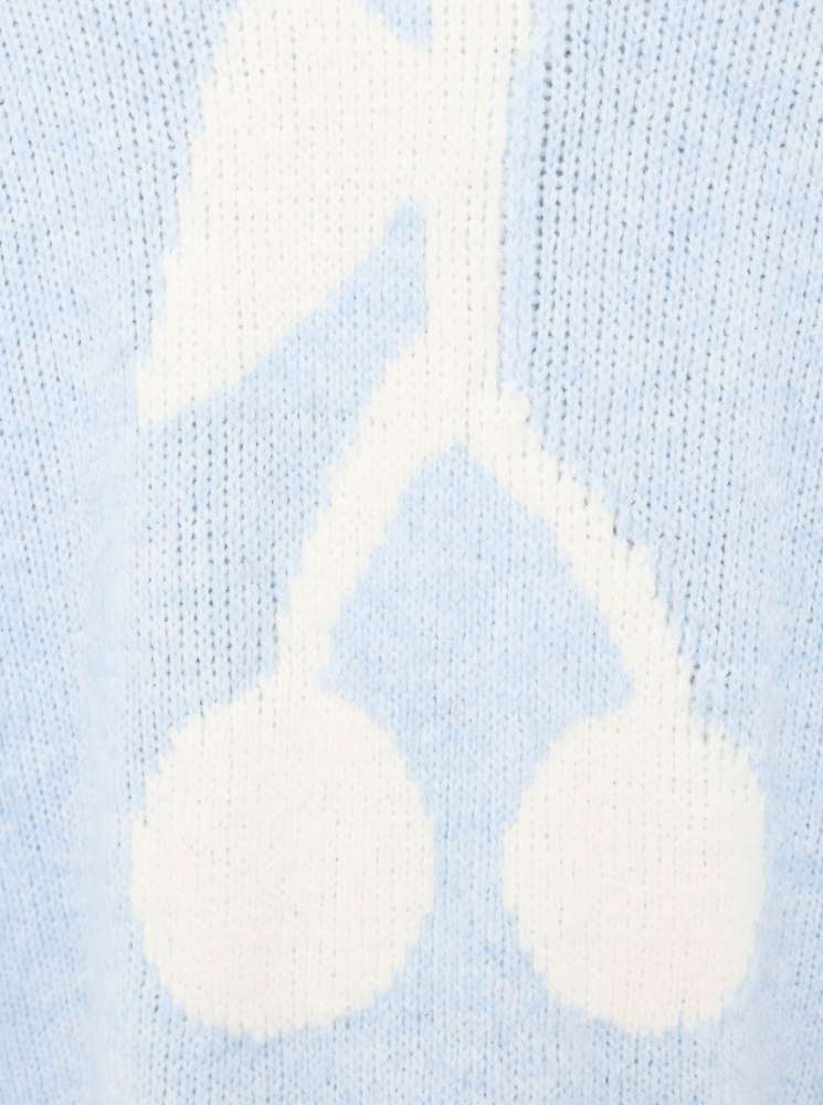 💕 Zwillingsherz Cardigan Strickjacke "Kirsche" Hellblau