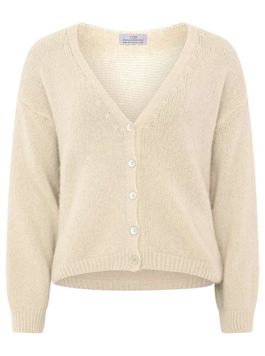 💕 Zwillingsherz Strickjacke kurz "Uni" Wolle Beige