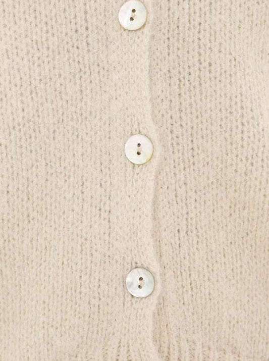 💕 Zwillingsherz Strickjacke kurz "Uni" Wolle Beige