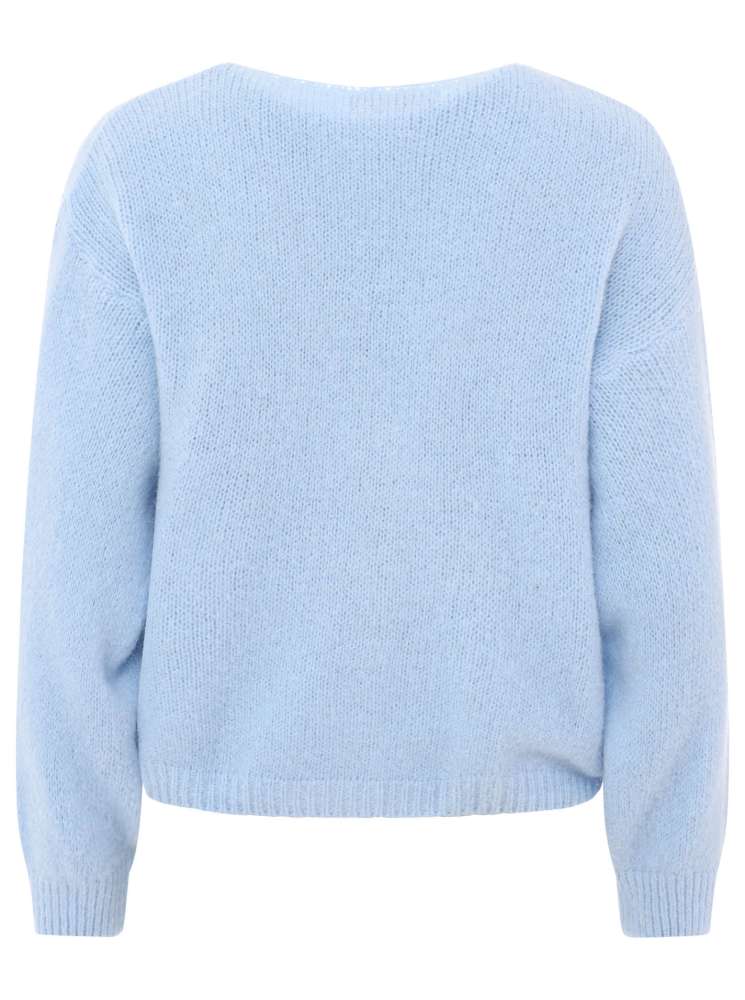 💕 Zwillingsherz Strickjacke kurz "Uni" Wolle Hellblau