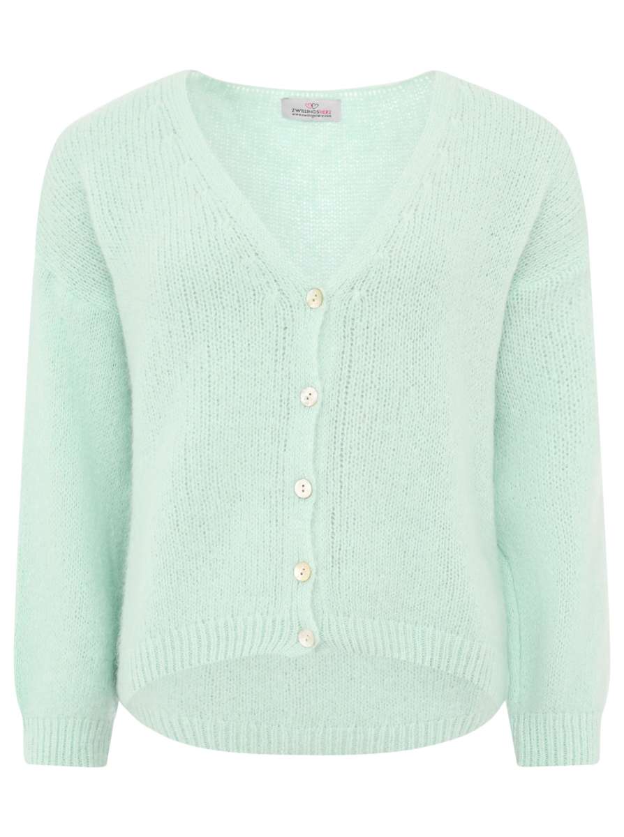 💕 Zwillingsherz Strickjacke kurz "Uni" Wolle Mint