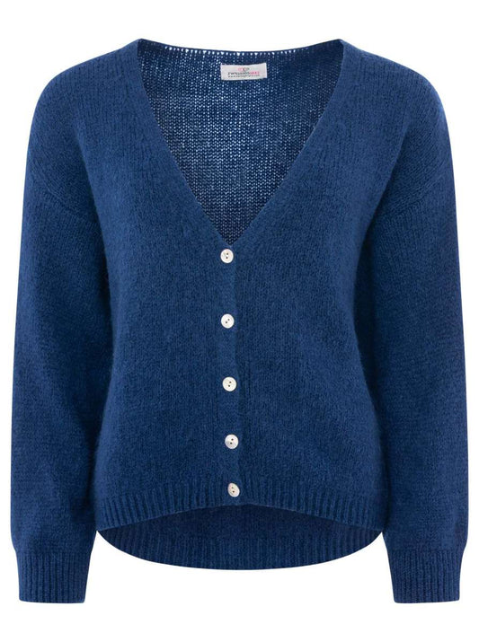 💕 Zwillingsherz Strickjacke kurz "Uni" Wolle Navy
