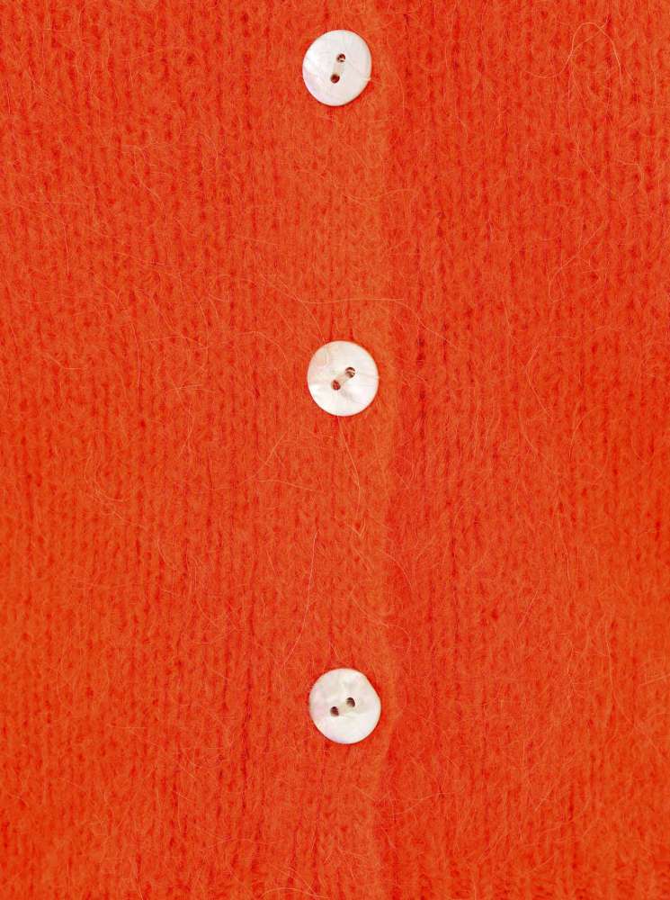 đź’• Zwillingsherz Strickjacke kurz "Uni" Wolle Neonorange