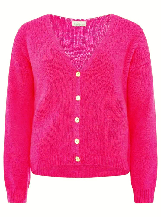 💕 Zwillingsherz Strickjacke kurz "Uni" Wolle Pink