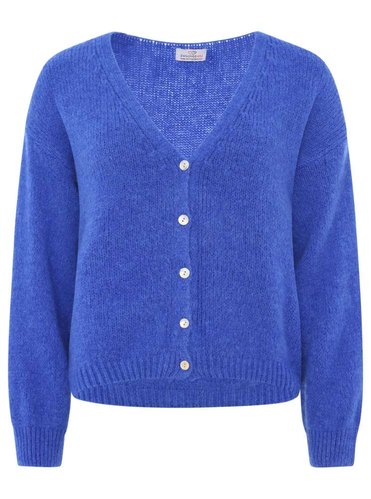 💕 Zwillingsherz Strickjacke kurz "Uni" Wolle Royalblau