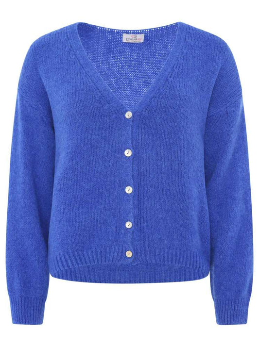 💕 Zwillingsherz Strickjacke kurz "Uni" Wolle Royalblau