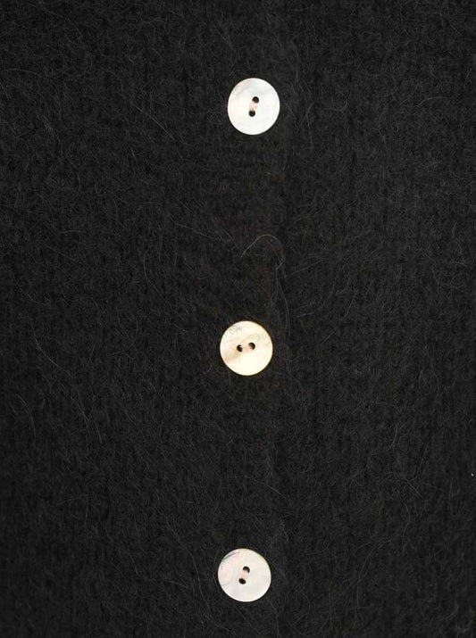 💕 Zwillingsherz Strickjacke kurz "Uni" Wolle Schwarz