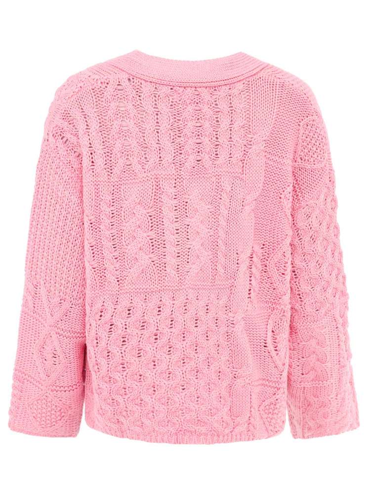 💕 Zwillingsherz Strickjacke Cardigan "Zopfstrick" Wolle Rosa