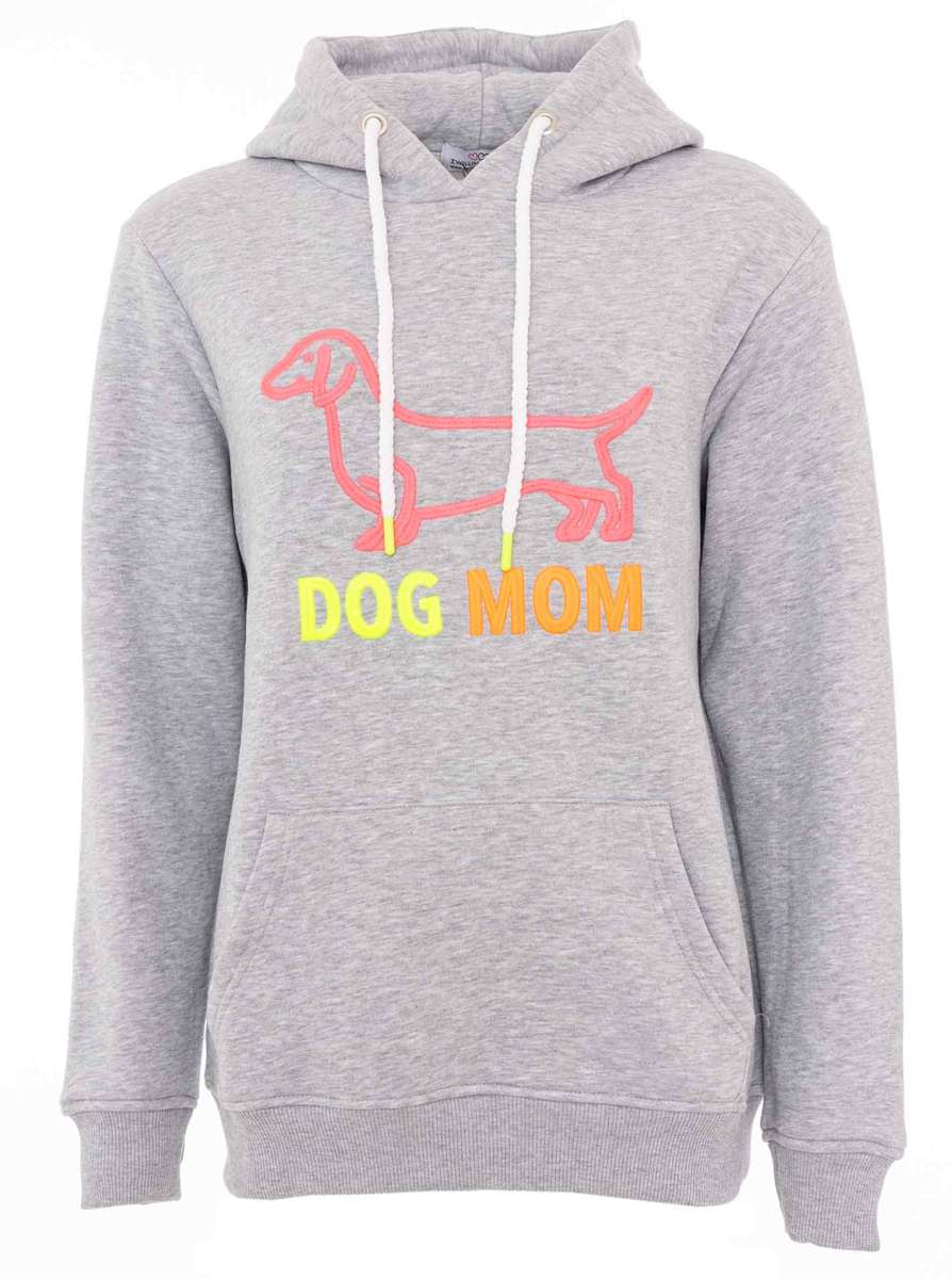 đź’• Zwillingsherz Hoodie Sweatshirt "Dog Mom" Sweater Baumwolle Grau