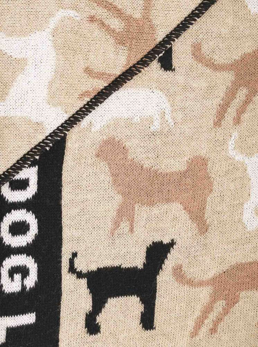 💕 Zwillingsherz Dreieckstuch "Dog Lover" Baumwolle Beige Schwarz