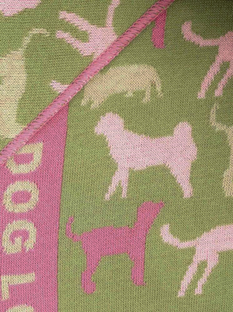 💕 Zwillingsherz Dreieckstuch "Dog Lover" Baumwolle Khaki PInk