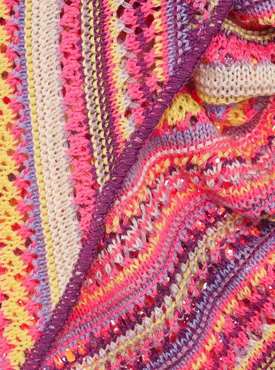 💕 Zwillingsherz Dreieckstuch "Hippie" Häkeloptik Flieder Bunt