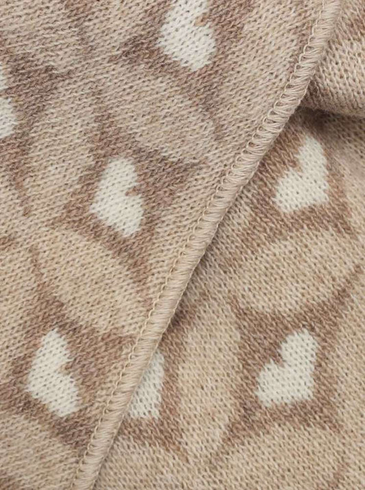 💕 Zwillingsherz Dreieckstuch "Raute Herz" Wolle Kaschmir Beige