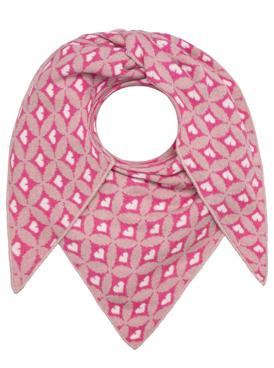💕 Zwillingsherz Dreieckstuch "Raute Herz" Wolle Kaschmir Rosa Pink