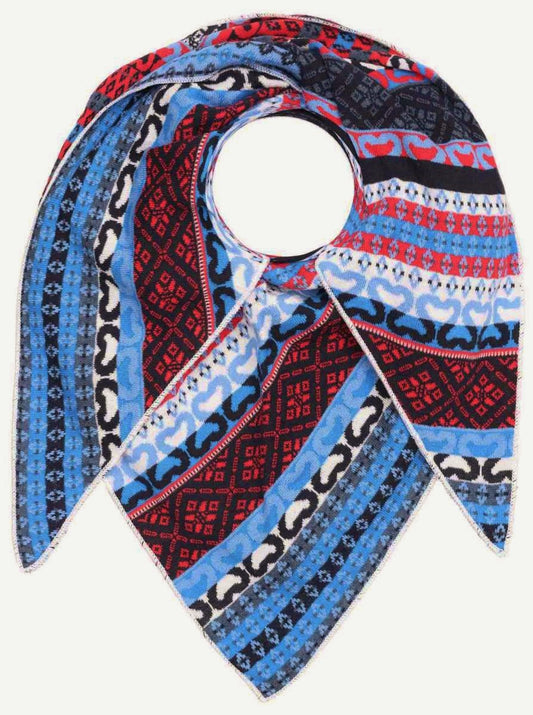 💕 Zwillingsherz Dreieckstuch "Maralda" Baumwolle Blau Rot