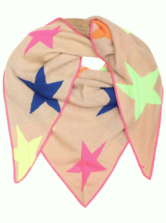 💕 Zwillingsherz Dreieckstuch "Neon" Sterne Baumwolle Beige
