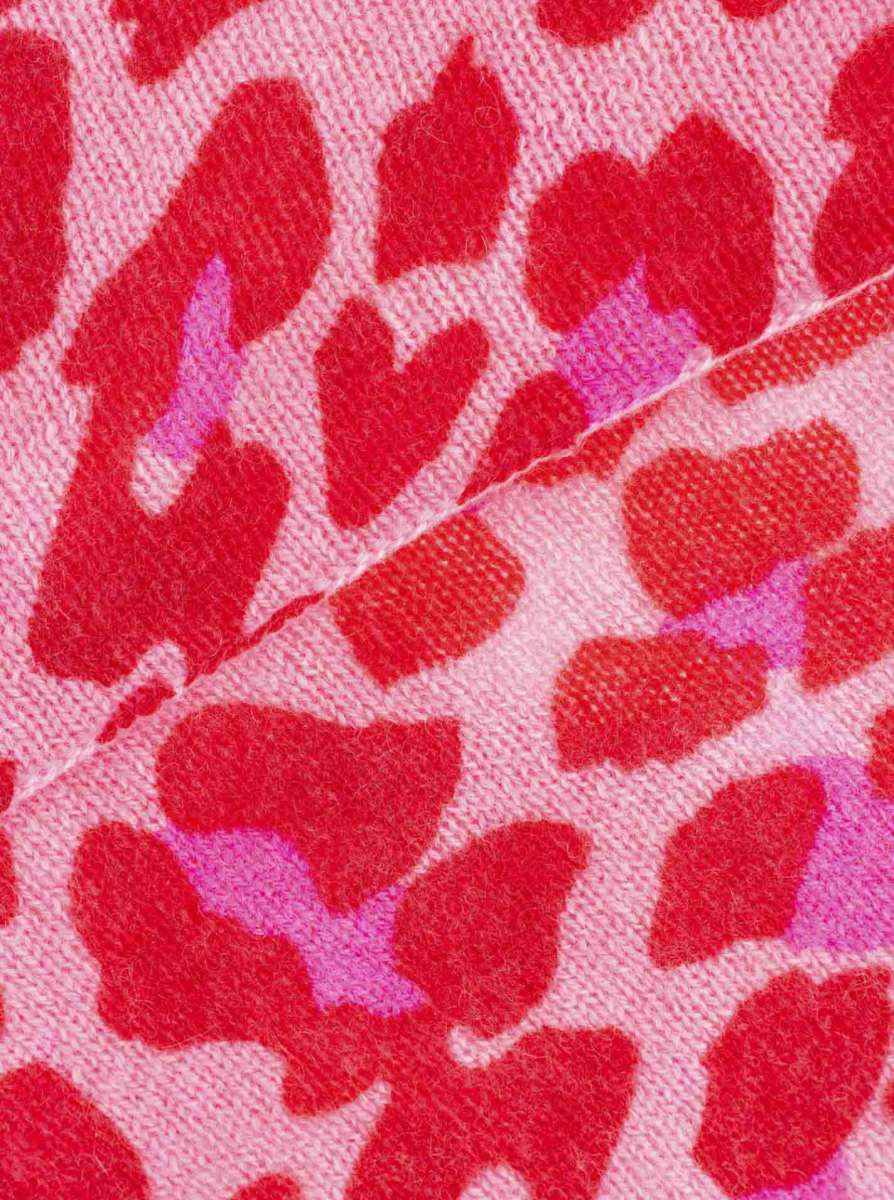 💕 Zwillingsherz Dreieckstuch 100 % Kaschmir "Leo Print" Kaschmir Bubblegum