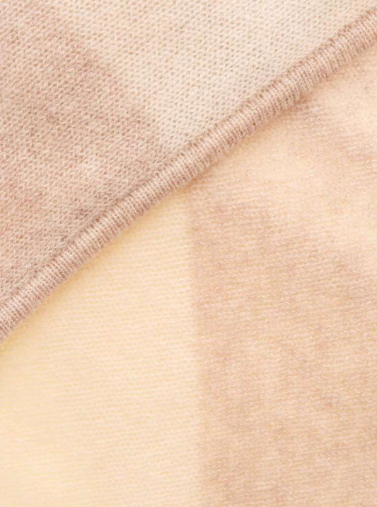 💕 Zwillingsherz Dreieckstuch "Blockstreifen" 100 % Cashmere Kaschmir Hellbeige Weiß