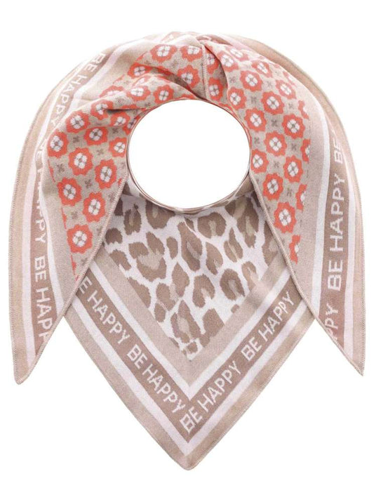 💕 Zwillingsherz Dreieckstuch "Happy Leo" Baumwolle Beige Orange