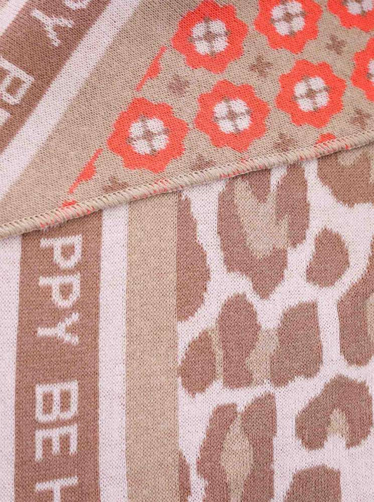 💕 Zwillingsherz Dreieckstuch "Happy Leo" Baumwolle Beige Orange
