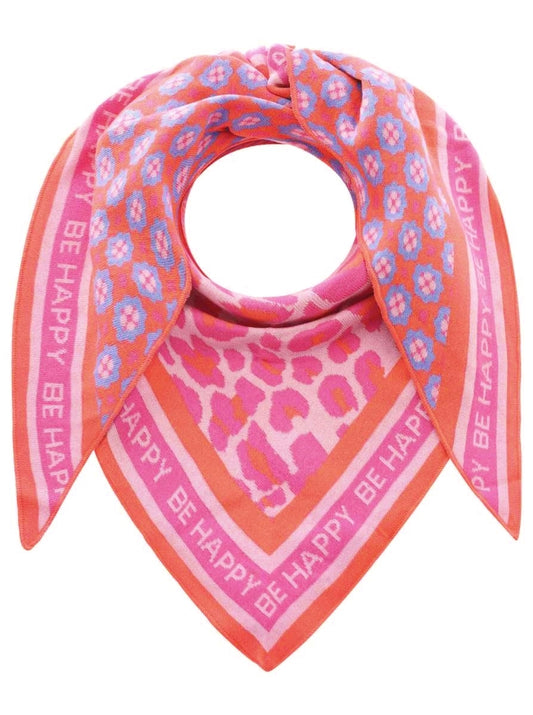 💕 Zwillingsherz Dreieckstuch "Happy Leo" Baumwolle Pink Orange Blau