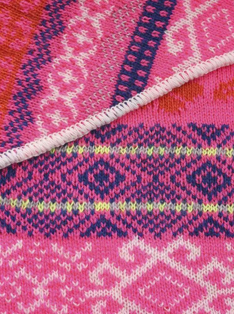 đź’• Zwillingsherz Dreieckstuch "Oslo" Norwegermuster Wolle Kaschmir Pink