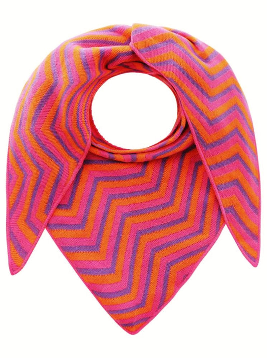 💕 Zwillingsherz Dreieckstuch "ZickZack Streifen" Wolle Kaschmir Flieder Orange Pink