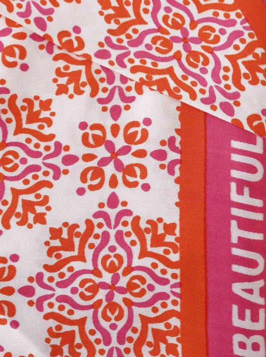 💕 Zwillingsherz Dreieckstuch "Life is beautiful" Bambus Orange