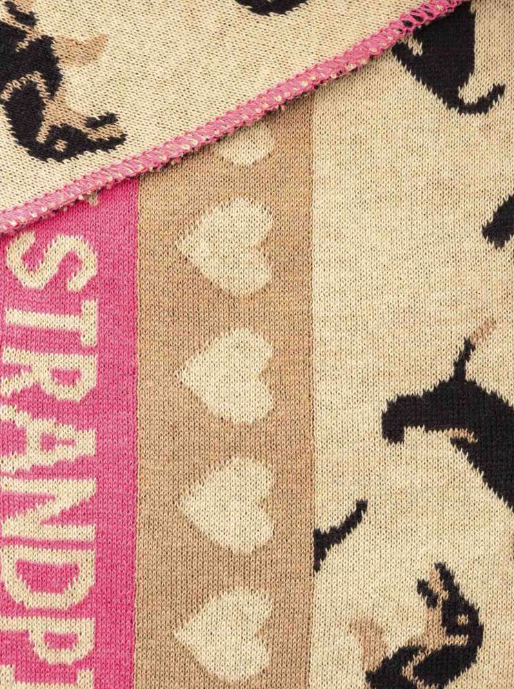 💕 Zwillingsherz Dreieckstuch "Dackel Strandpink" Baumwolle Beige Pink
