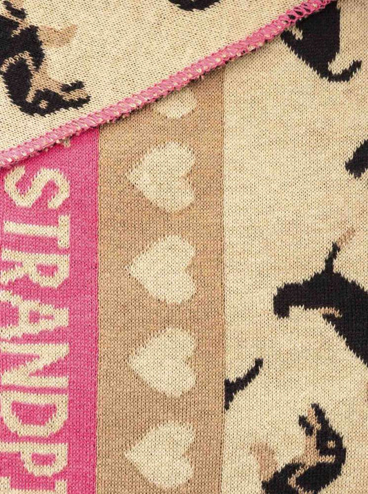 💕 Zwillingsherz Dreieckstuch "Dackel Strandpink" Baumwolle Beige Pink