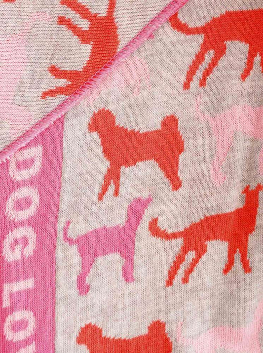 💕 Zwillingsherz Dreieckstuch "Dog Lover" Baumwolle Grau Pink Orange