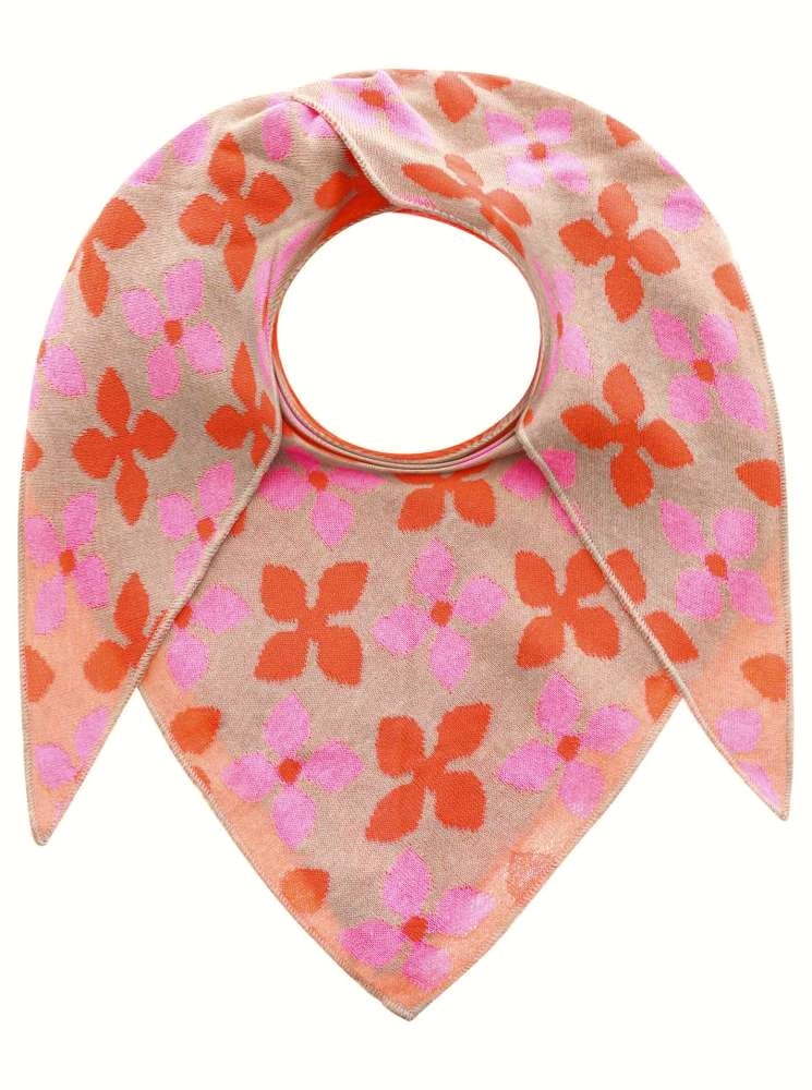💕 Zwillingsherz Dreieckstuch "Frühlingsblume" Baumwolle Beige Pink Orange